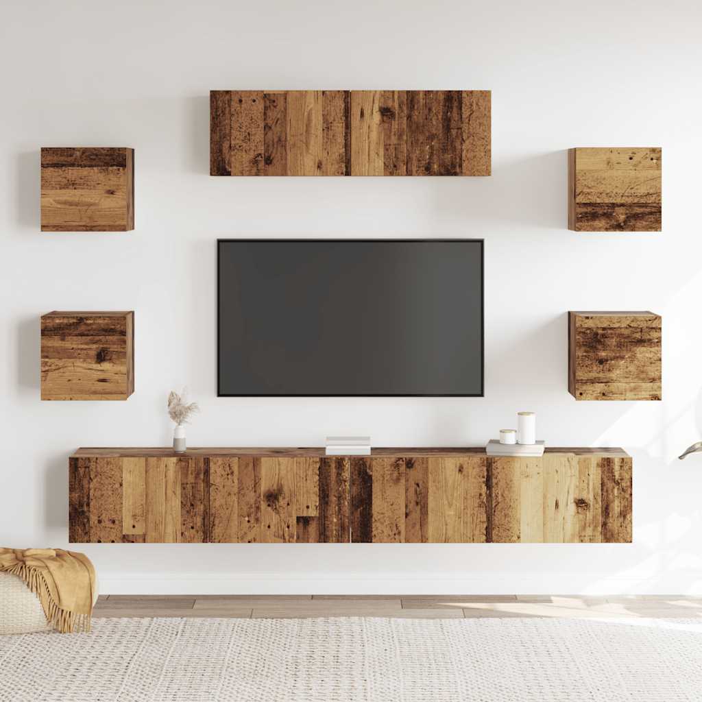 vidaXL 7 Piece TV Cabinet Set Wall-mounted Old Wood Engineered Wood 3