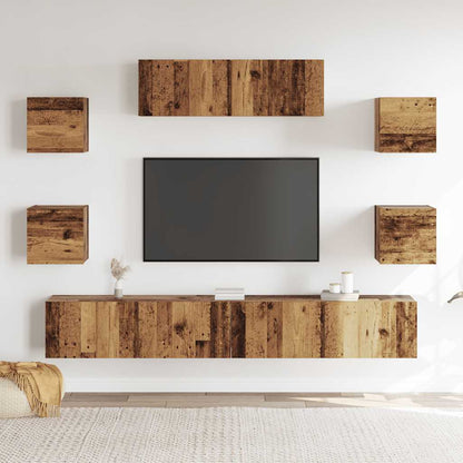 vidaXL 7 Piece TV Cabinet Set Wall-mounted Old Wood Engineered Wood 3
