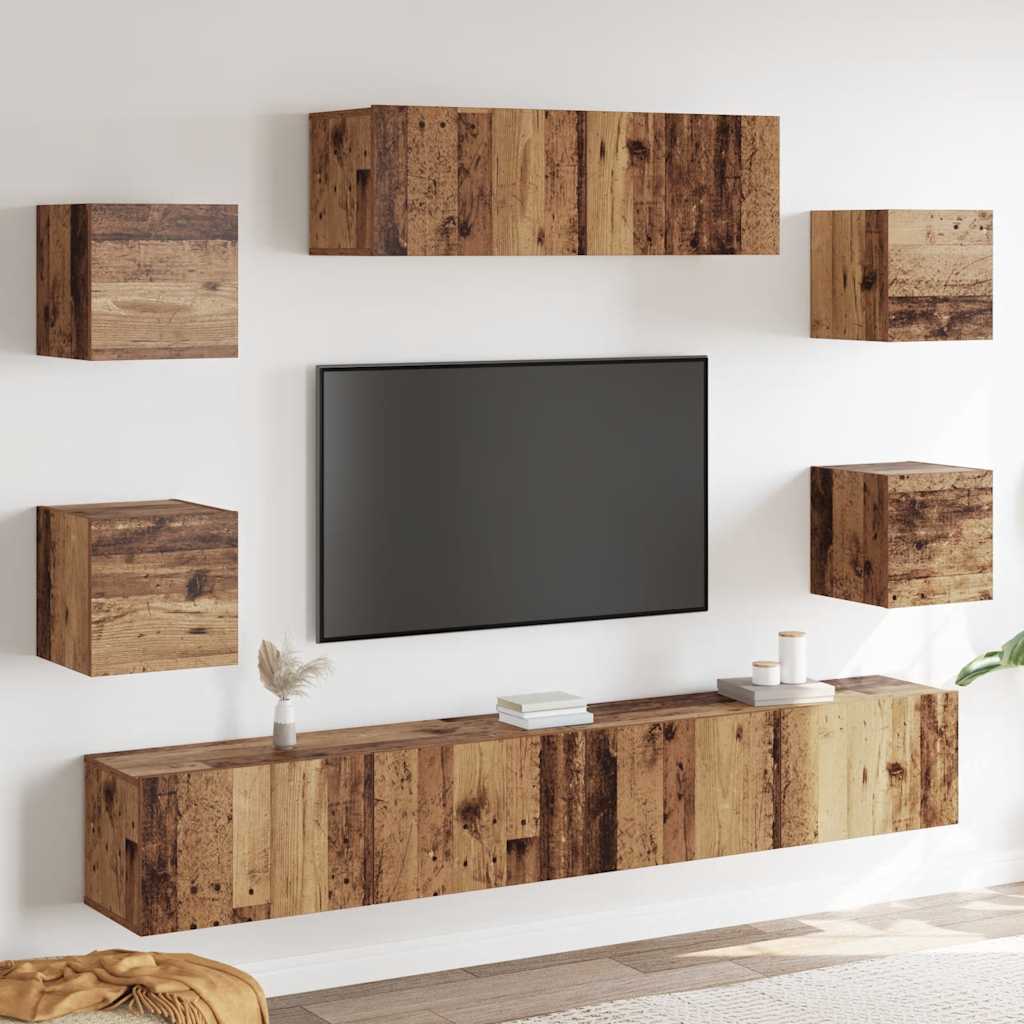 vidaXL 7 Piece TV Cabinet Set Wall-mounted Old Wood Engineered Wood 1