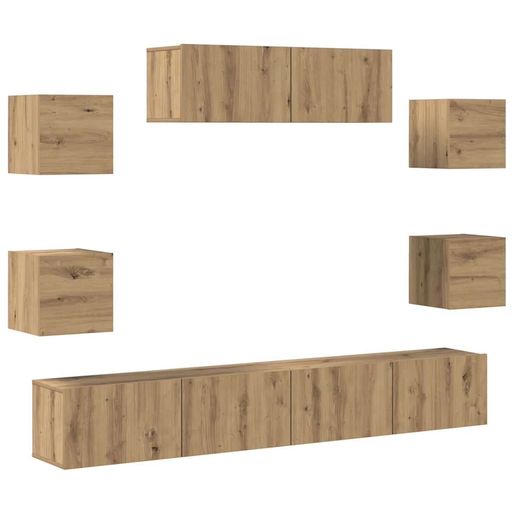 vidaXL 7 Piece TV Cabinet Set Wall-mounted Artisan Oak Engineered Wood 2
