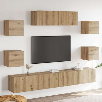vidaXL 7 Piece TV Cabinet Set Wall-mounted Artisan Oak Engineered Wood 1