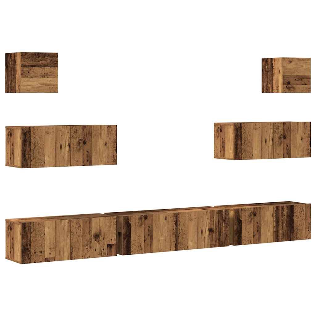 vidaXL 7 Piece TV Cabinet Set Wall-mounted Old Wood Engineered Wood 2