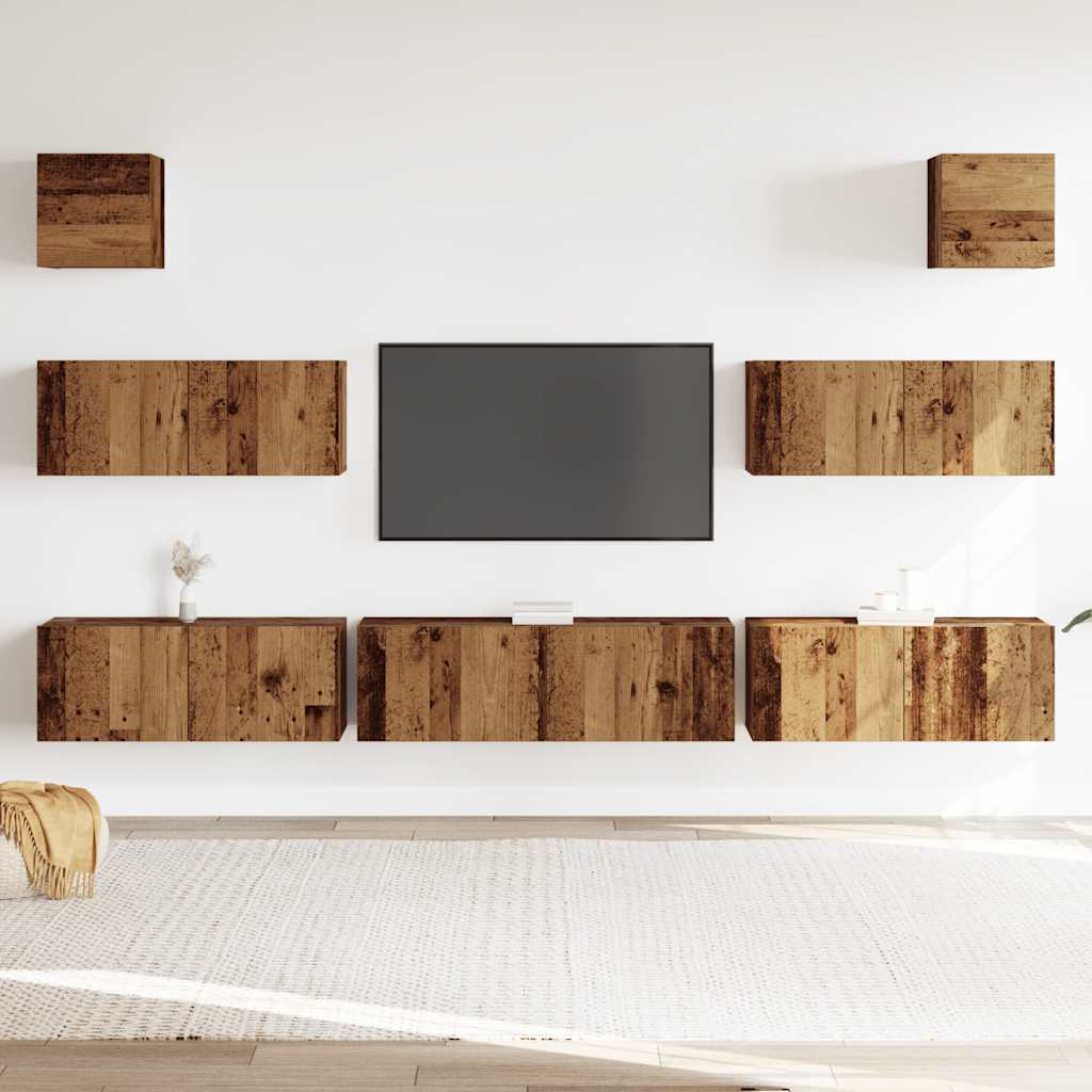 vidaXL 7 Piece TV Cabinet Set Wall-mounted Old Wood Engineered Wood 3