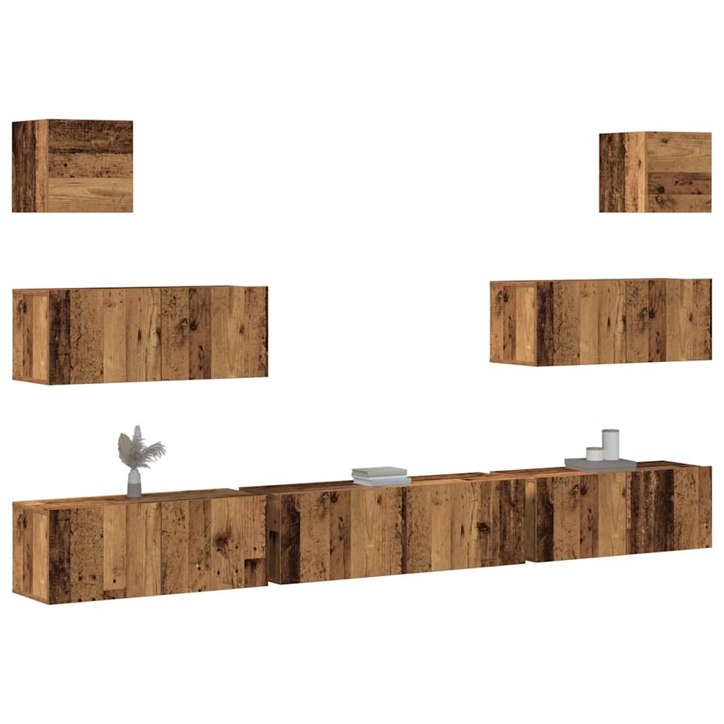 vidaXL 7 Piece TV Cabinet Set Wall-mounted Old Wood Engineered Wood 1