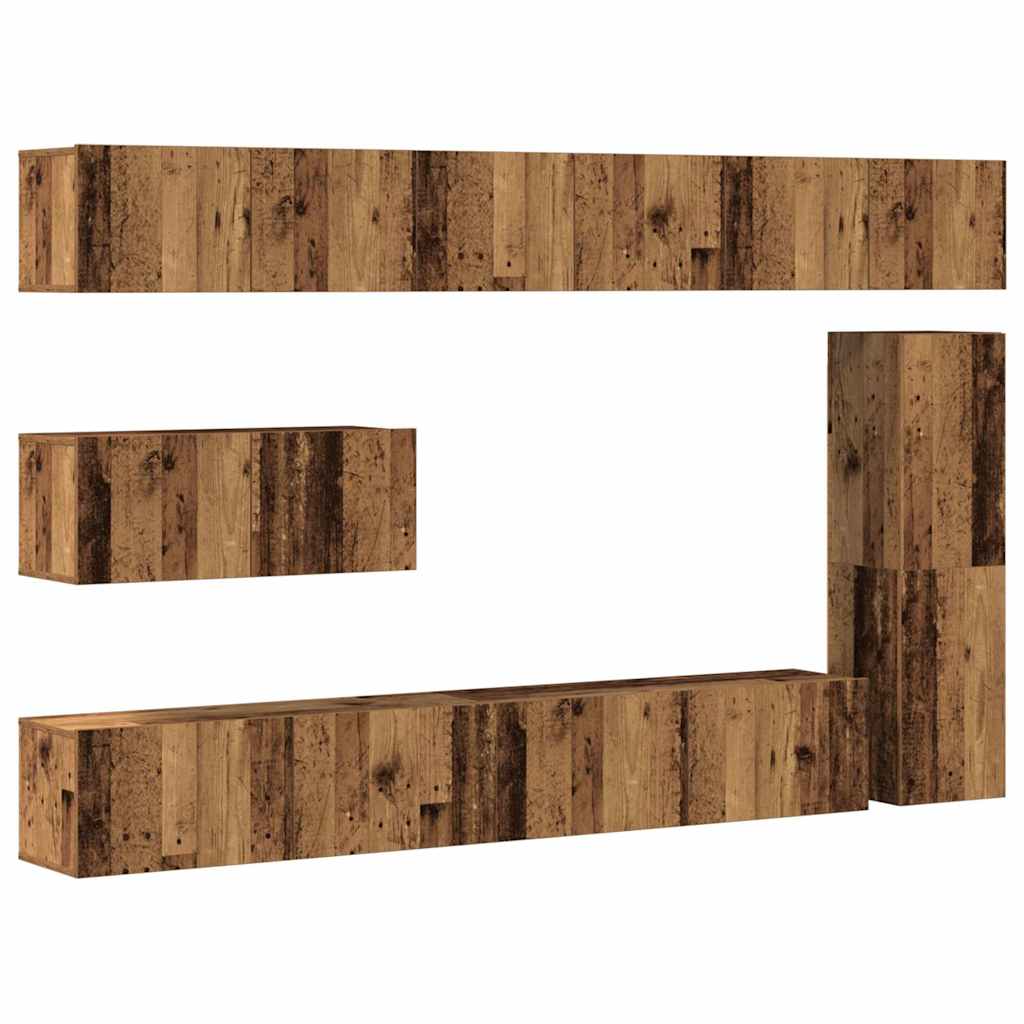 vidaXL 7 Piece TV Cabinet Set Wall-mounted Old Wood Engineered Wood 2