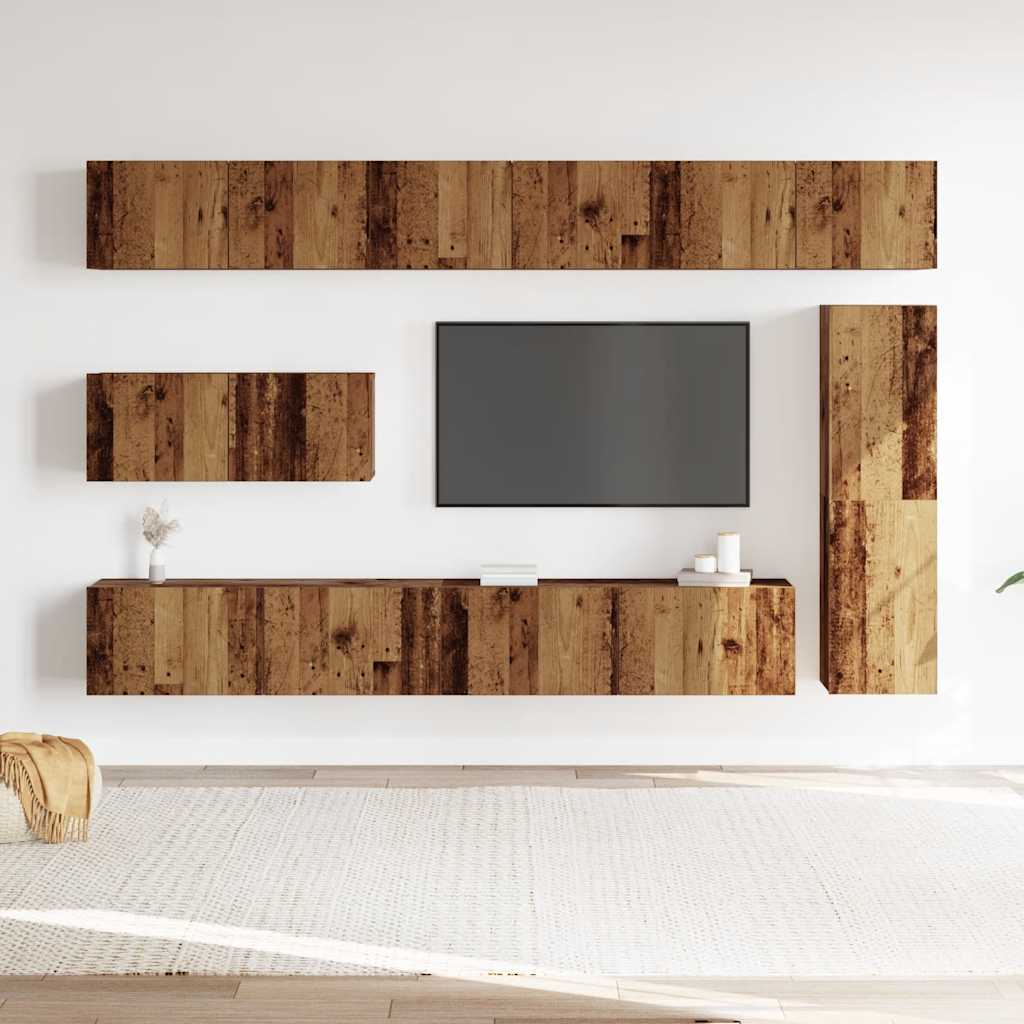 vidaXL 7 Piece TV Cabinet Set Wall-mounted Old Wood Engineered Wood 3