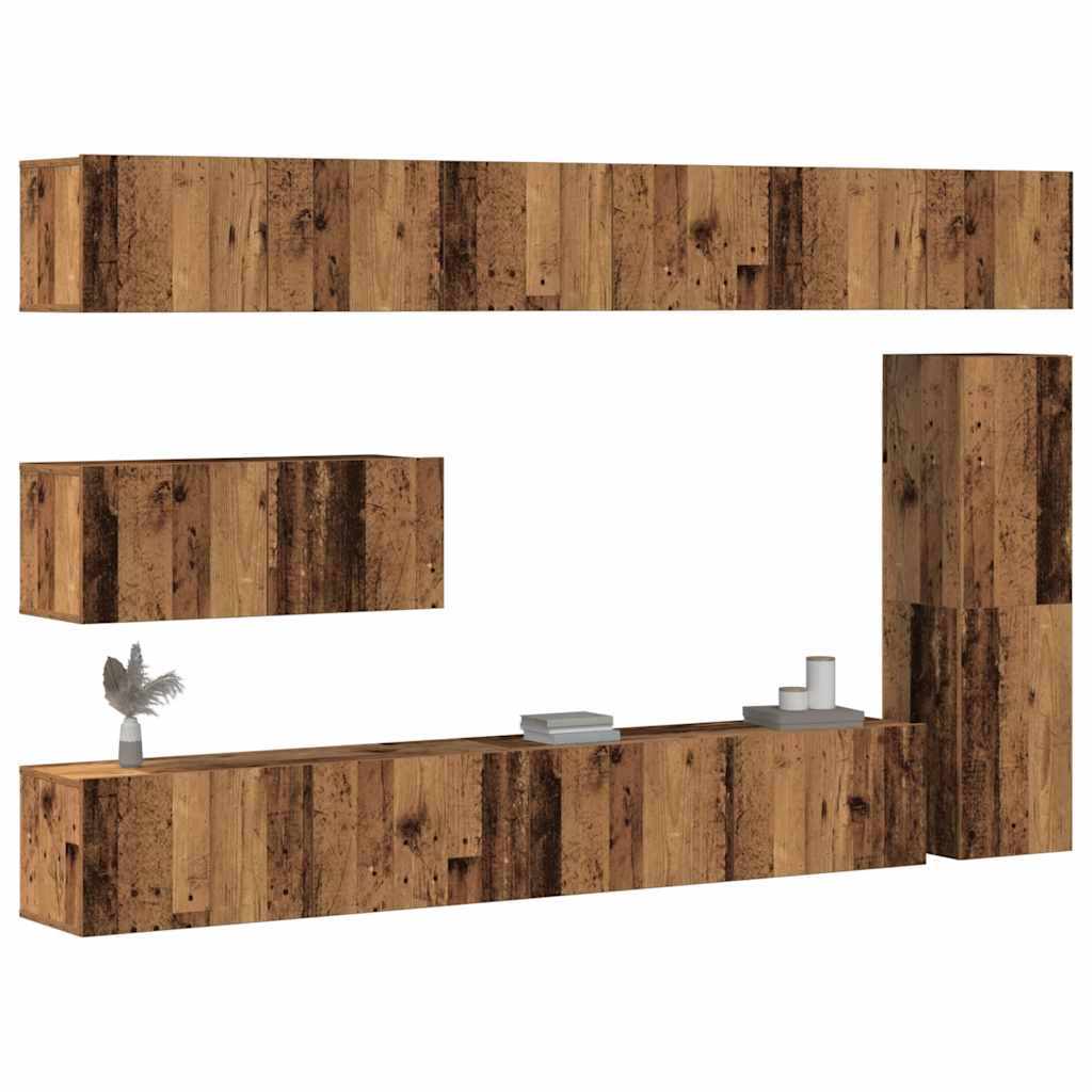 vidaXL 7 Piece TV Cabinet Set Wall-mounted Old Wood Engineered Wood 1