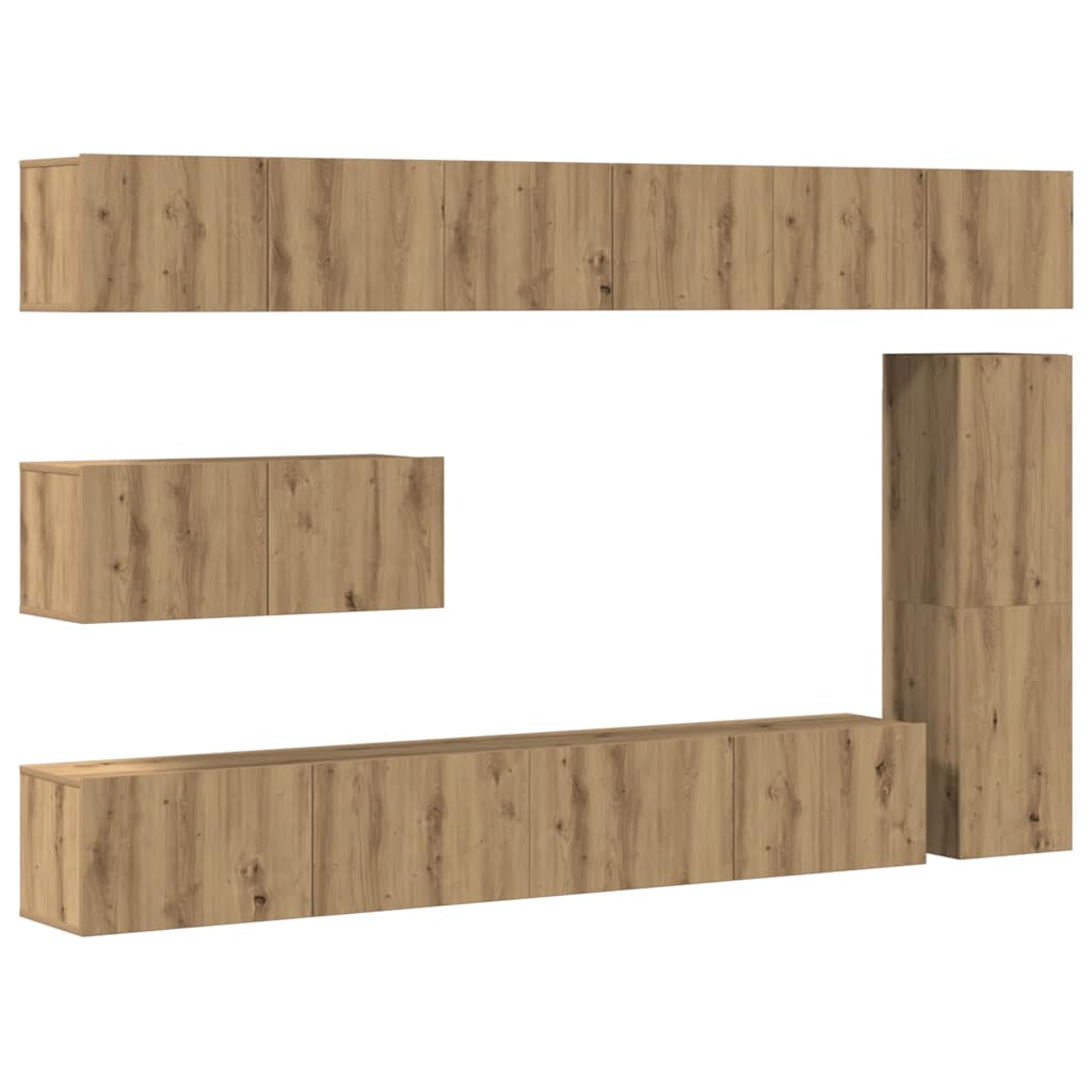 vidaXL 7 Piece TV Cabinet Set Wall-mounted Artisan Oak Engineered Wood 2