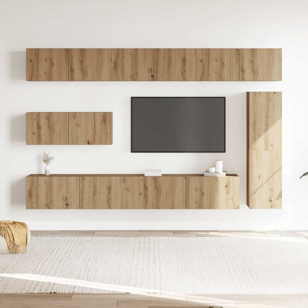 vidaXL 7 Piece TV Cabinet Set Wall-mounted Artisan Oak Engineered Wood 3