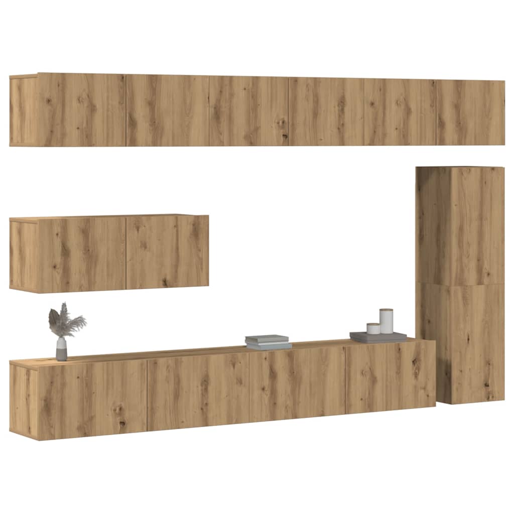 vidaXL 7 Piece TV Cabinet Set Wall-mounted Artisan Oak Engineered Wood 1