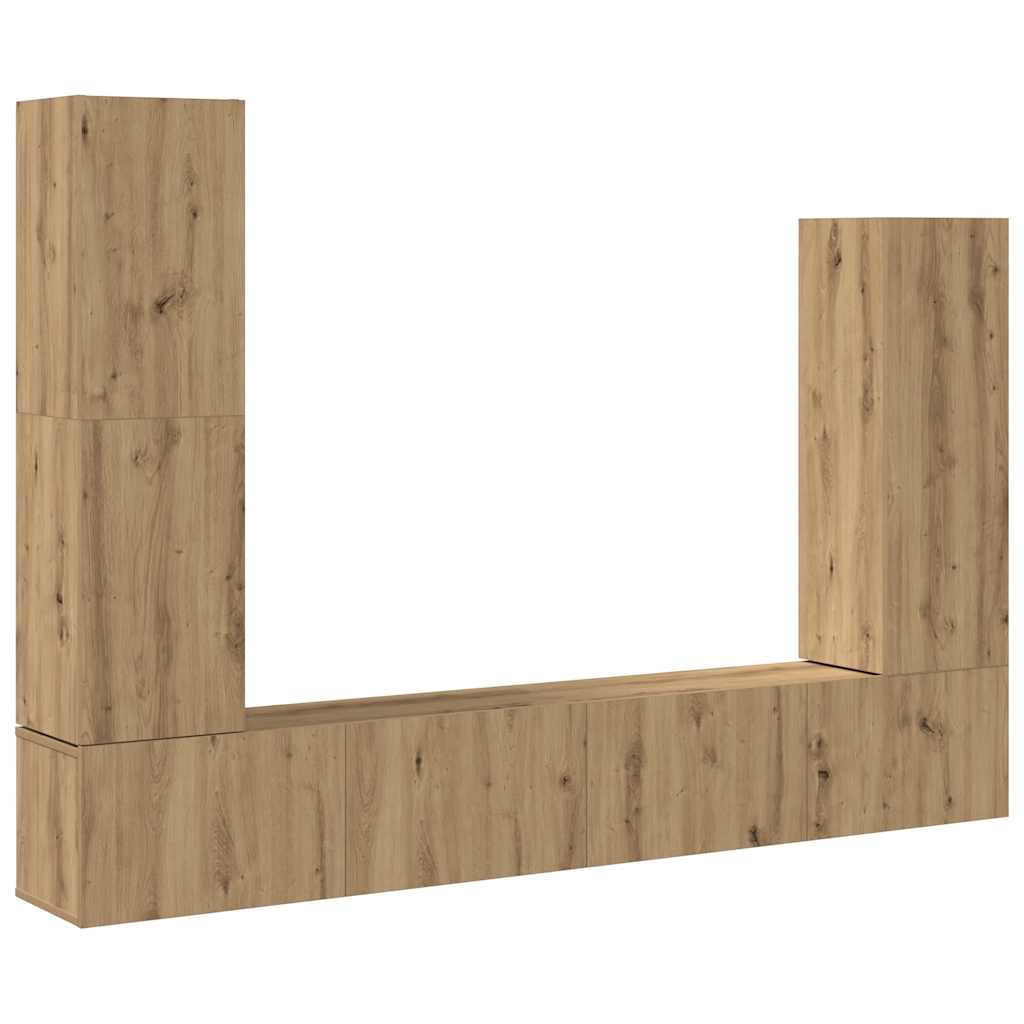 vidaXL 4 Piece TV Cabinet Set Wall-mounted Artisan Oak Engineered Wood 2