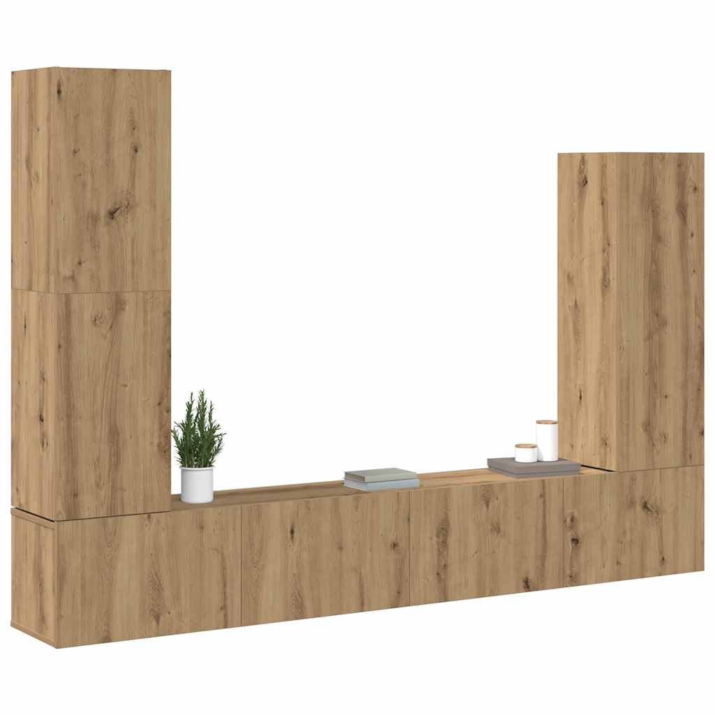 vidaXL 4 Piece TV Cabinet Set Wall-mounted Artisan Oak Engineered Wood 3