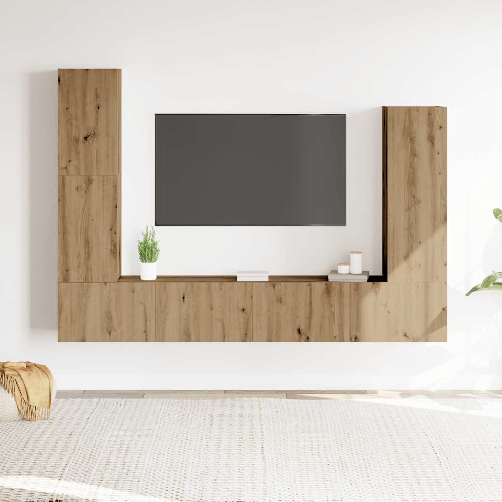vidaXL 4 Piece TV Cabinet Set Wall-mounted Artisan Oak Engineered Wood 1