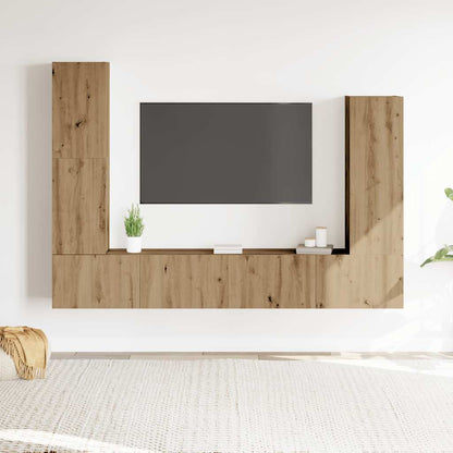 vidaXL 4 Piece TV Cabinet Set Wall-mounted Artisan Oak Engineered Wood 1