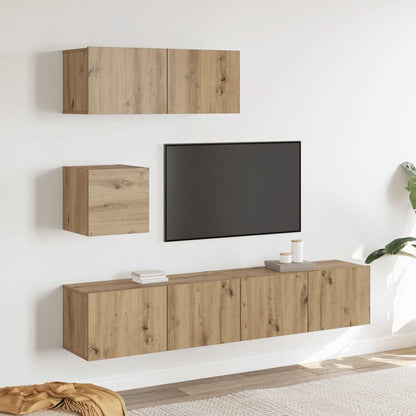 4 Piece TV Cabinet Set Engineered Wood Width 80 cm Artisan oak