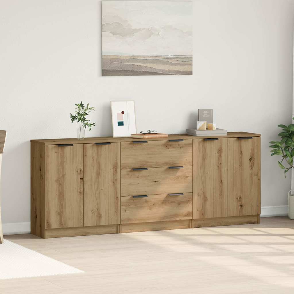 3 Piece Sideboards Engineered Wood Artisan oak