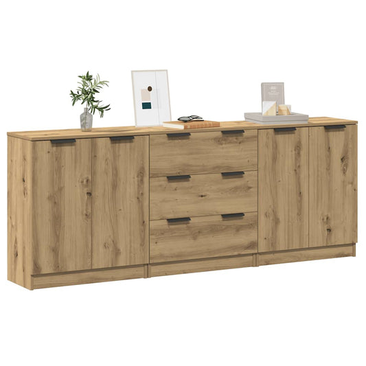 3 Piece Sideboards Engineered Wood Artisan oak