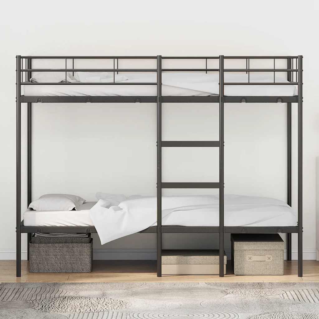 vidaXL Bunk Bed without Mattress Black 80x200 cm Steel 3
