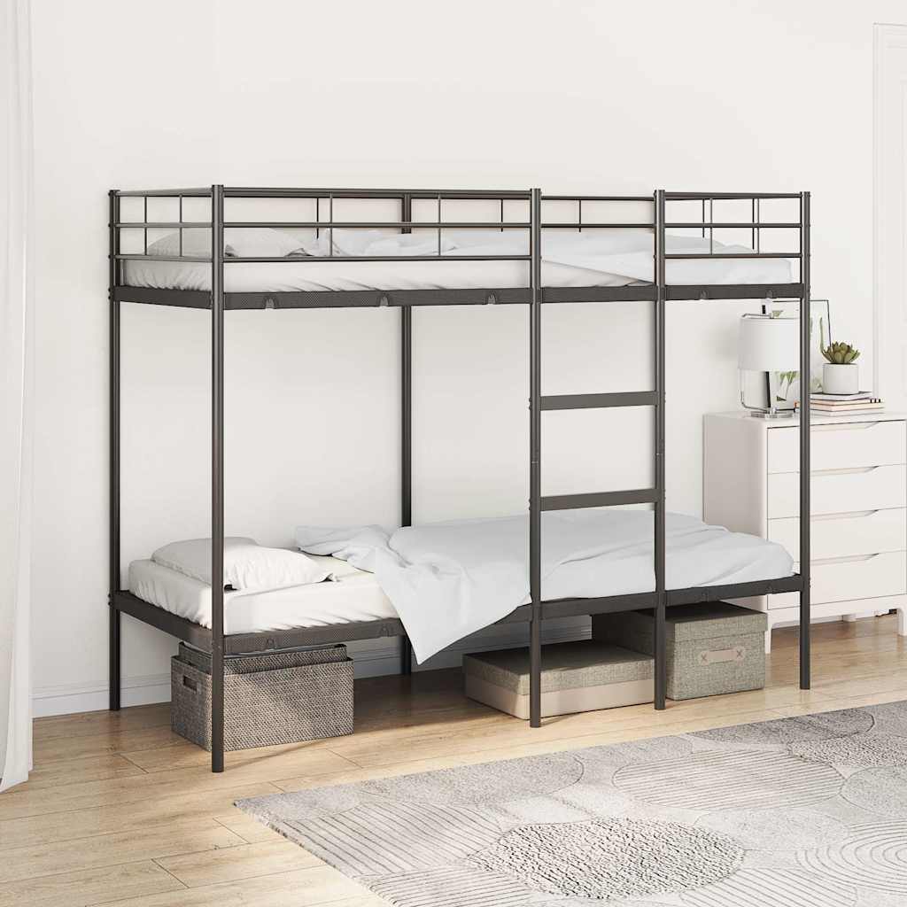 vidaXL Bunk Bed without Mattress Black 80x200 cm Steel 1