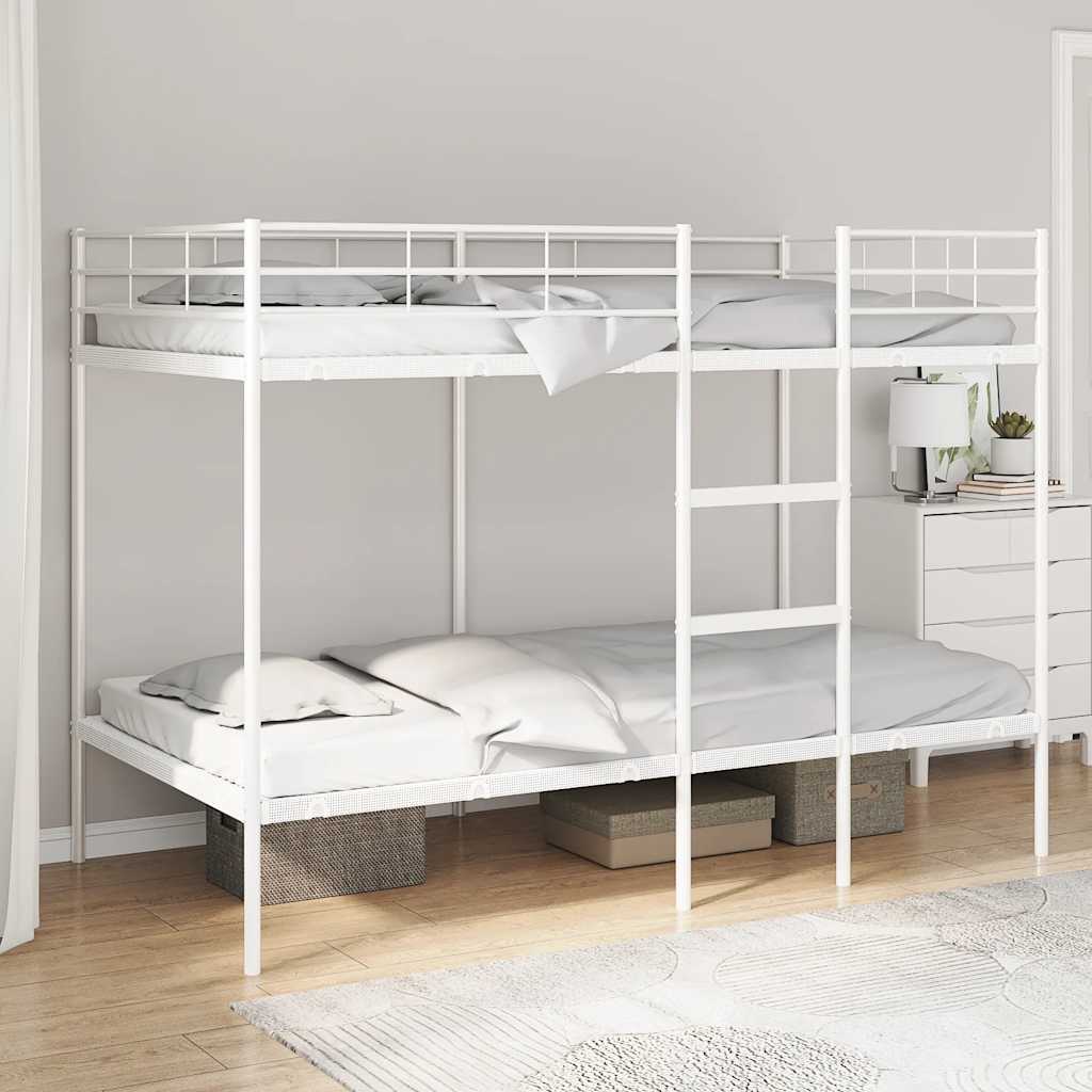 vidaXL Bunk Bed without Mattress White 100x200 cm Steel 1