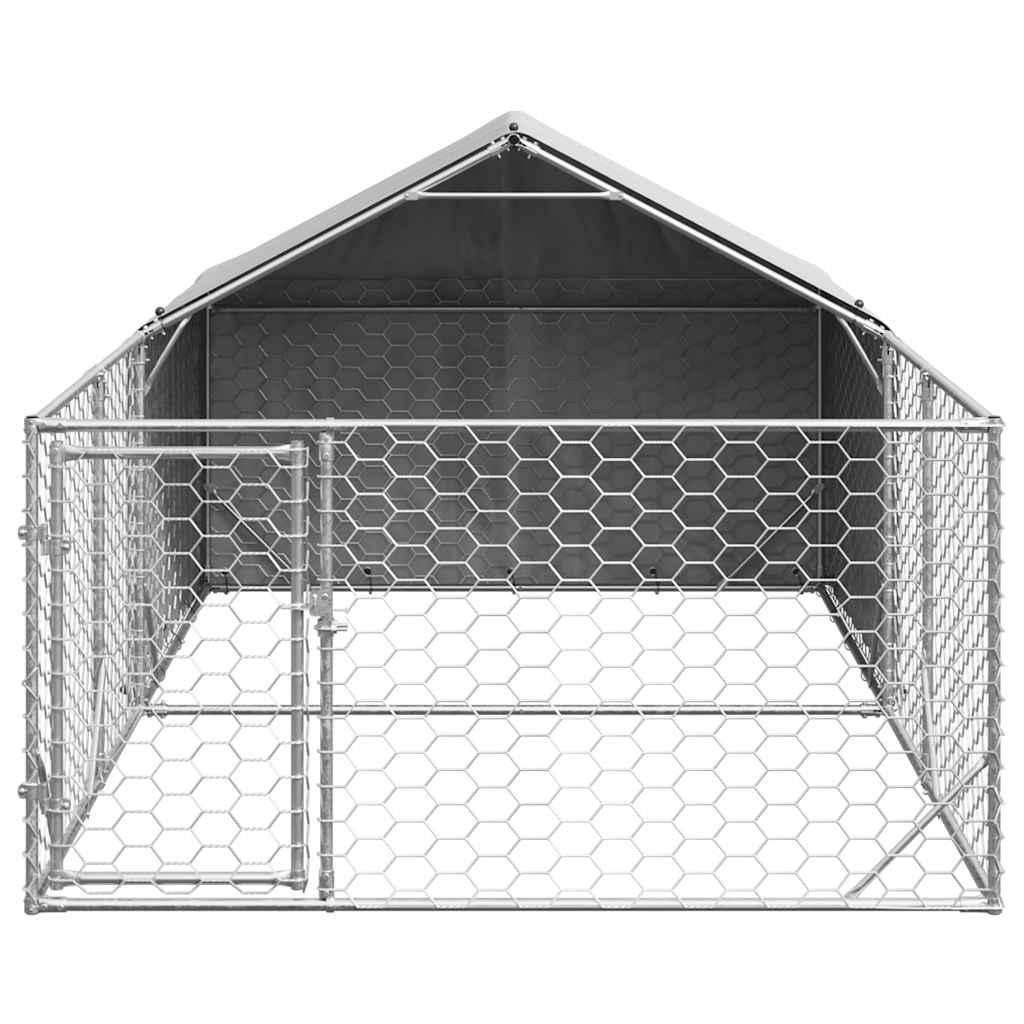 vidaXL Outdoor Dog Kennel with Run 4x2x1.5 m Galvanised Steel 3
