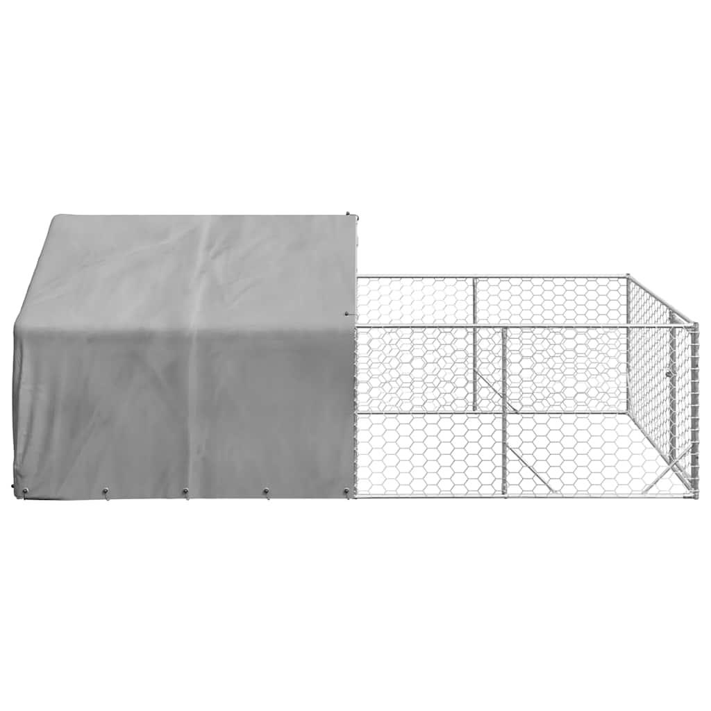 vidaXL Outdoor Dog Kennel with Run 4x2x1.5 m Galvanised Steel 4