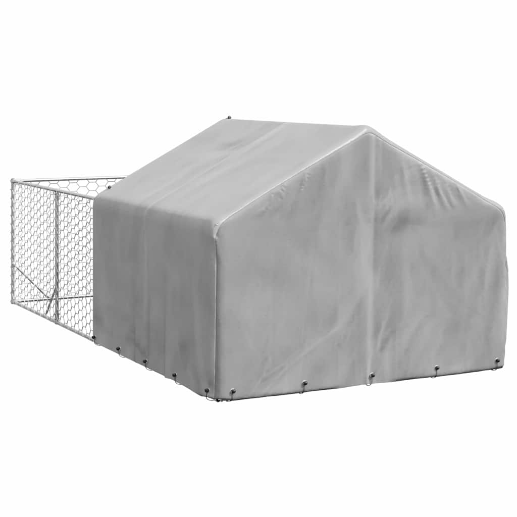 vidaXL Outdoor Dog Kennel with Run 4x2x1.5 m Galvanised Steel 5
