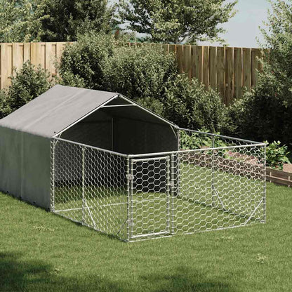 vidaXL Outdoor Dog Kennel with Run 4x2x1.5 m Galvanised Steel 1