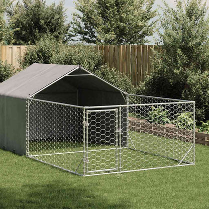 vidaXL Outdoor Dog Kennel with Run 4x2x1.5 m Galvanised Steel