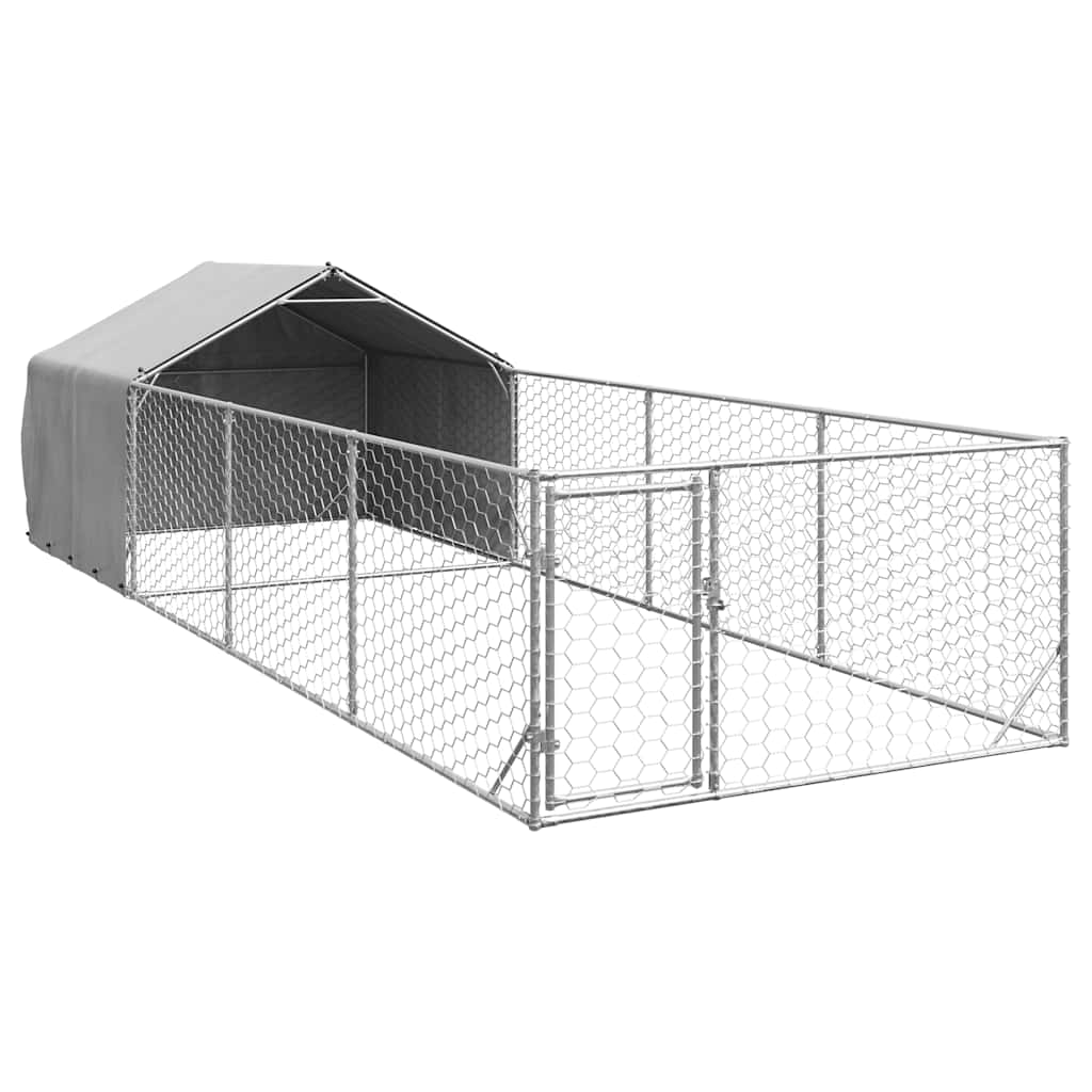 Outdoor Dog Kennel with Run 4x2x1,5 m Galvanised Steel 7 m 1.5 m 2 m
