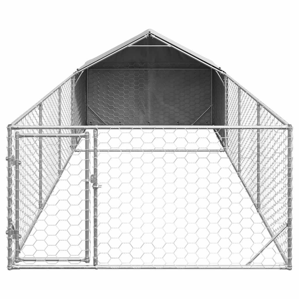 Outdoor Dog Kennel with Run 4x2x1,5 m Galvanised Steel 7 m 1.5 m 2 m
