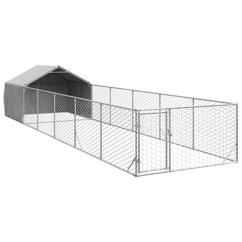 Outdoor Dog Kennel with Run 4x2x1,5 m Galvanised Steel 8 m 1.5 m 2 m