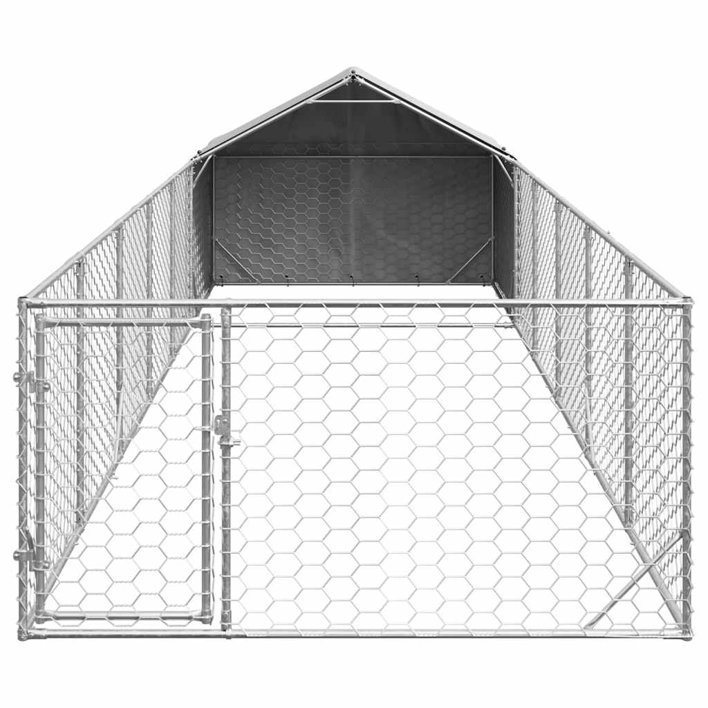 Outdoor Dog Kennel with Run 4x2x1,5 m Galvanised Steel 8 m 1.5 m 2 m
