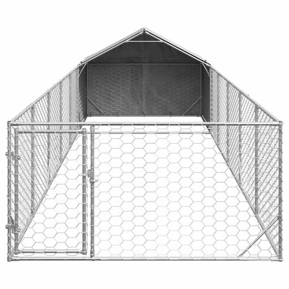 Outdoor Dog Kennel with Run 4x2x1,5 m Galvanised Steel 8 m 1.5 m 2 m