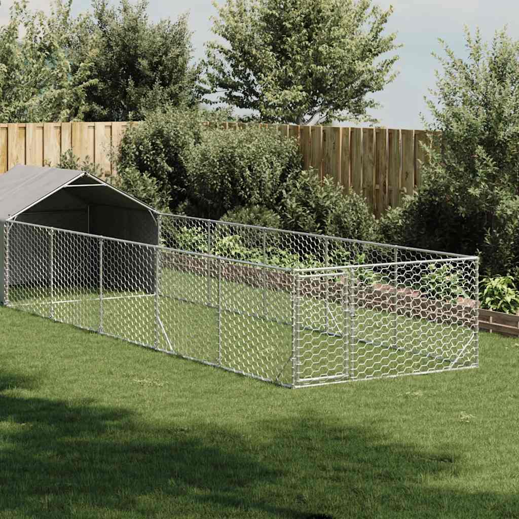Outdoor Dog Kennel with Run 4x2x1,5 m Galvanised Steel 8 m 1.5 m 2 m