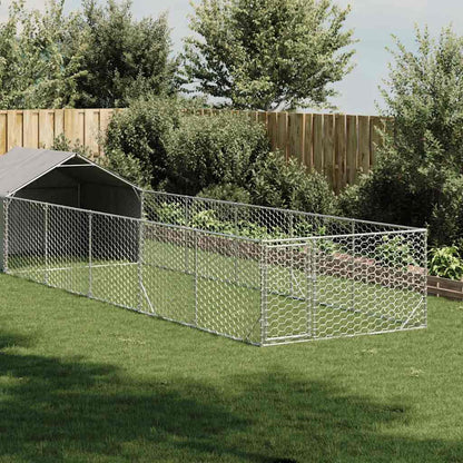 Outdoor Dog Kennel with Run 4x2x1,5 m Galvanised Steel 8 m 1.5 m 2 m