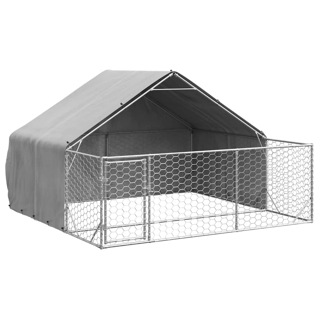 Outdoor Dog Kennel with Run 4x2x1,5 m Galvanised Steel 3 m 1.9 m 3 m