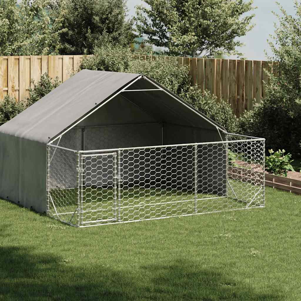 Outdoor Dog Kennel with Run 4x2x1,5 m Galvanised Steel 3 m 1.9 m 3 m
