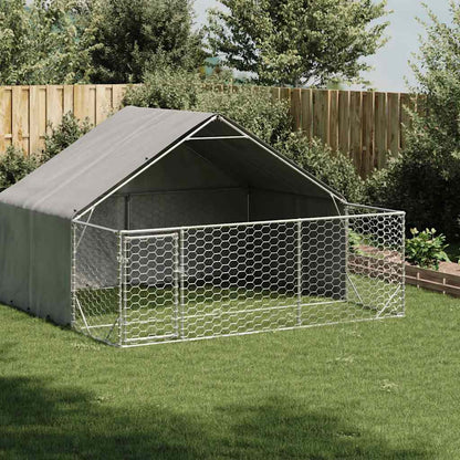 Outdoor Dog Kennel with Run 4x2x1,5 m Galvanised Steel 3 m 1.9 m 3 m