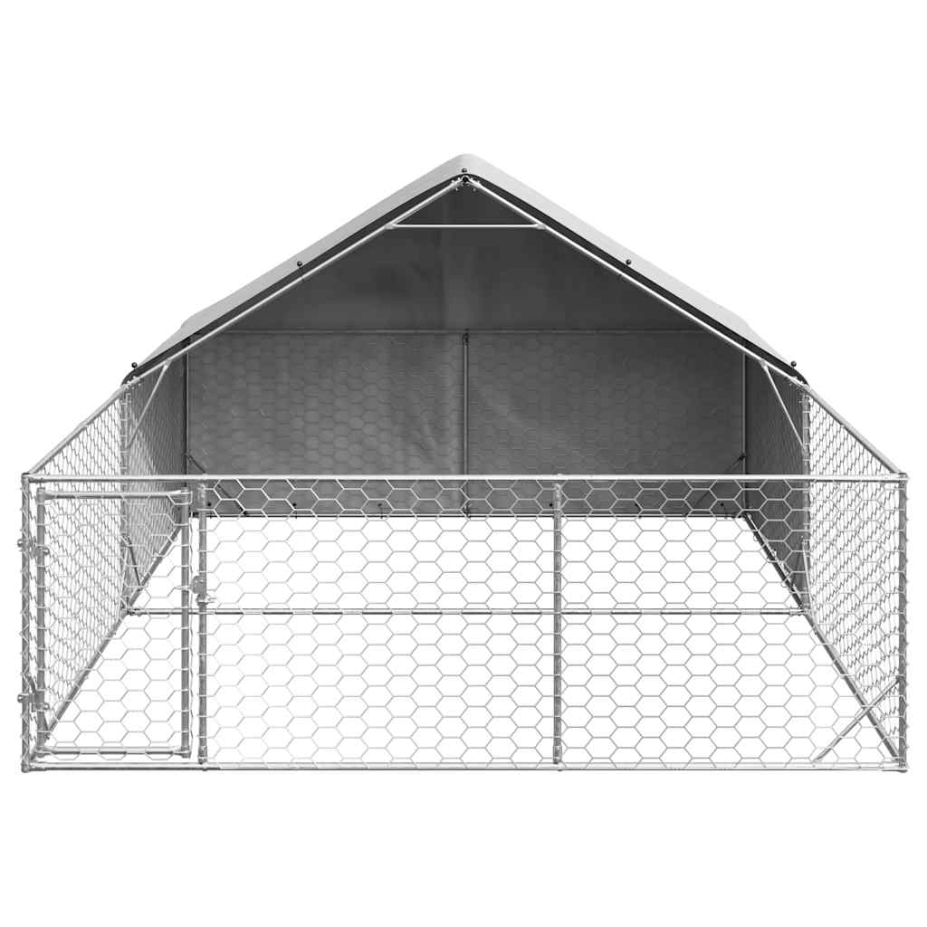 Outdoor Dog Kennel with Run 4x2x1,5 m Galvanised Steel 4 m 1.9 m 3 m