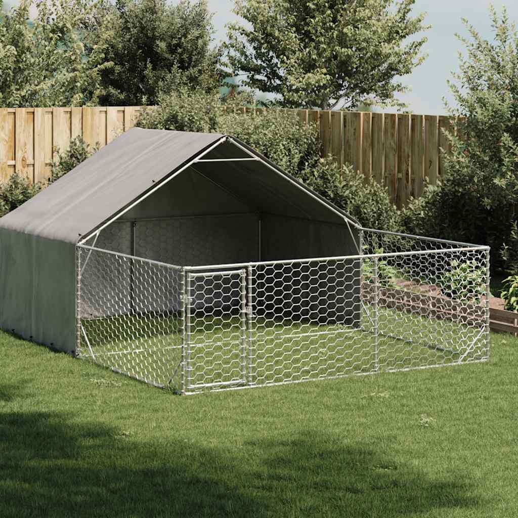 Outdoor Dog Kennel with Run 4x2x1,5 m Galvanised Steel 4 m 1.9 m 3 m