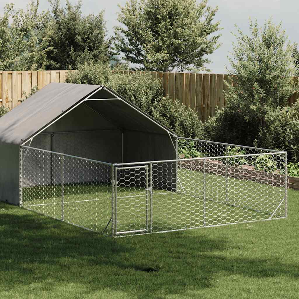 vidaXL Outdoor Dog Kennel with Run 6x3x1,9 m Galvanised Steel 1