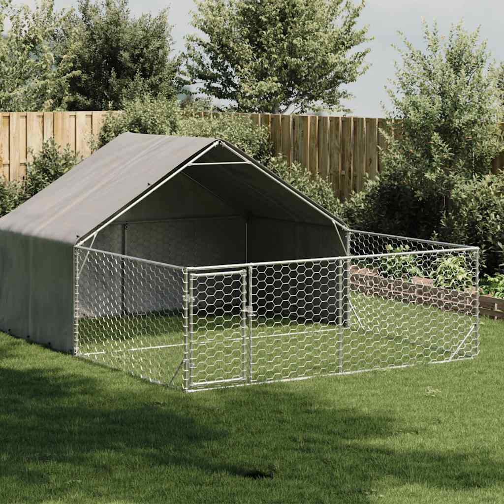 Outdoor Dog Kennel with Run 4x2x1,5 m Galvanised Steel 5 m 1.9 m 3 m