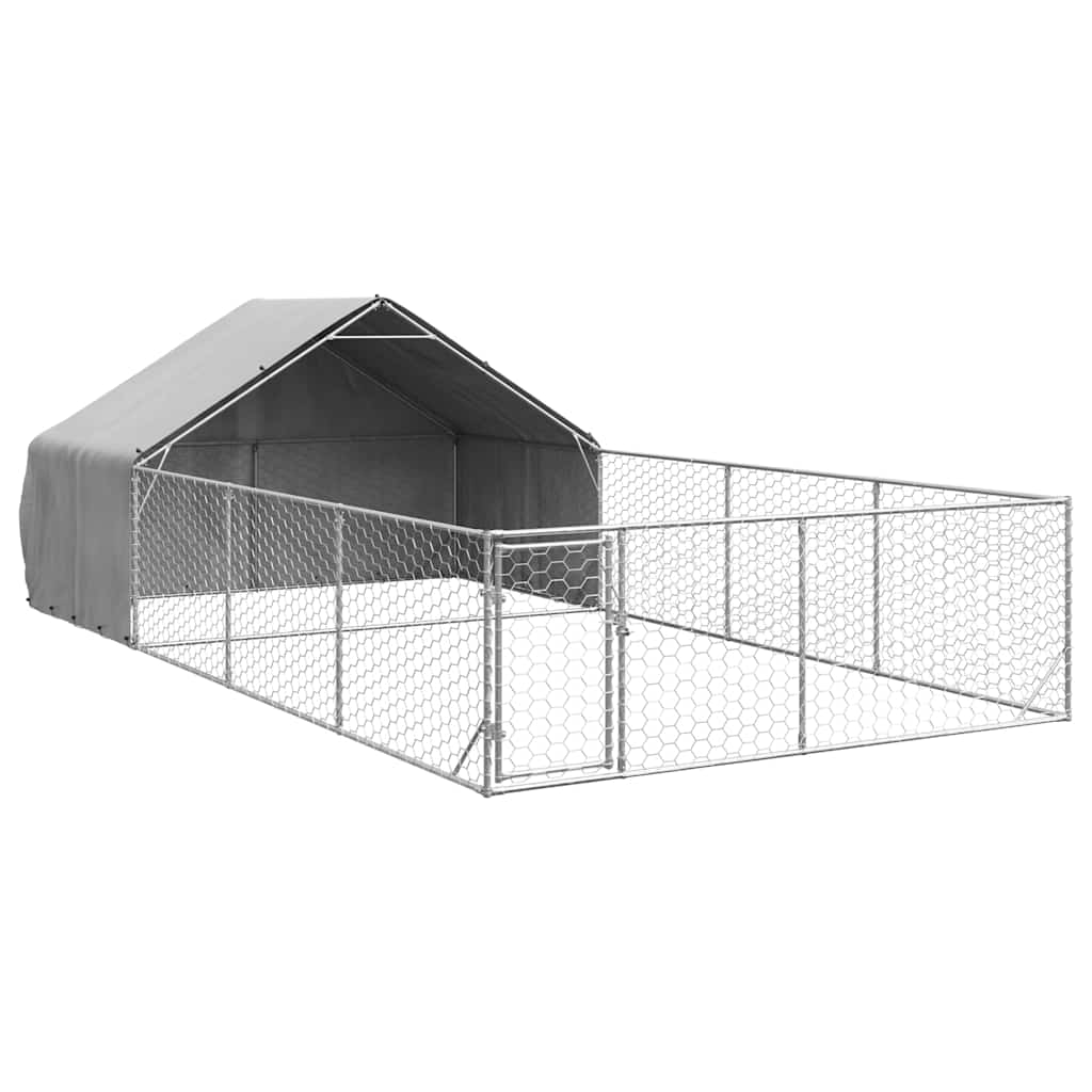 vidaXL Outdoor Dog Kennel with Run 7x3x1,9 m Galvanised Steel 2