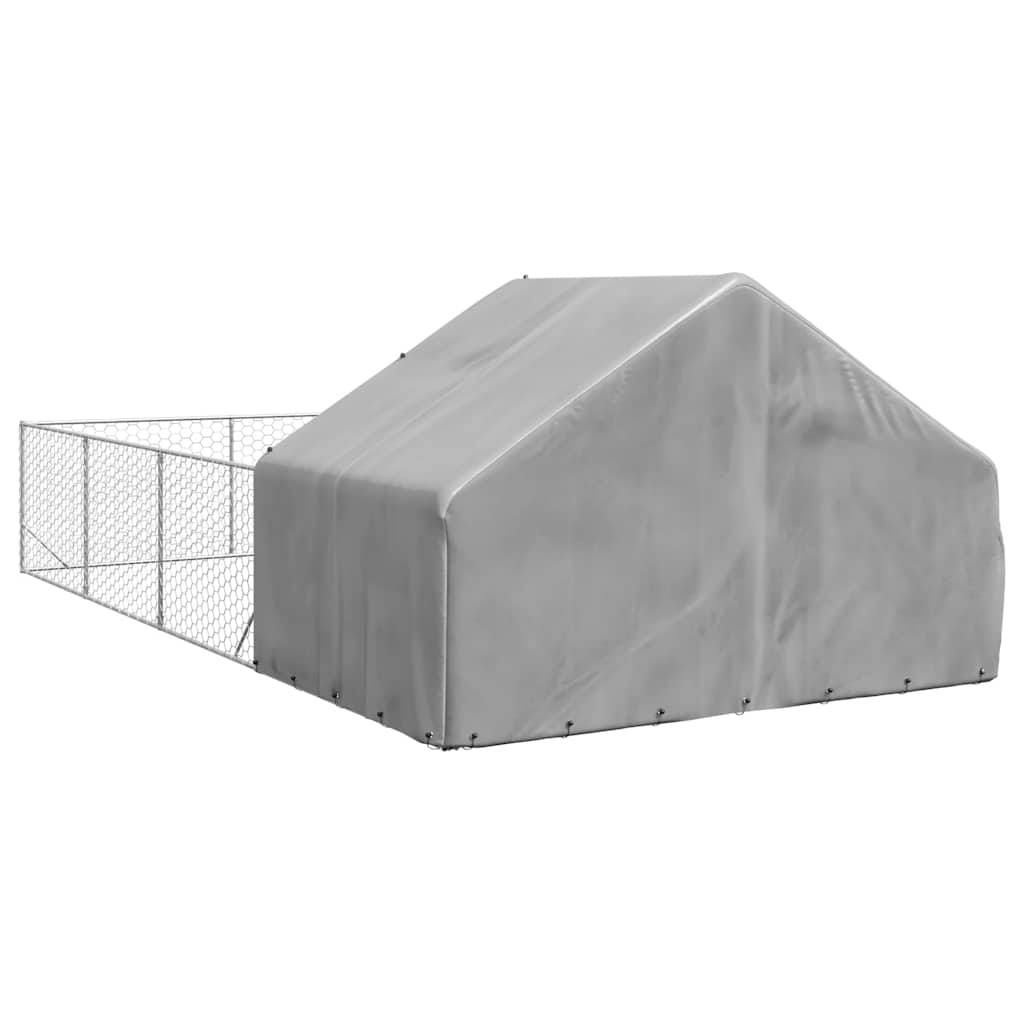 vidaXL Outdoor Dog Kennel with Run 7x3x1,9 m Galvanised Steel 4