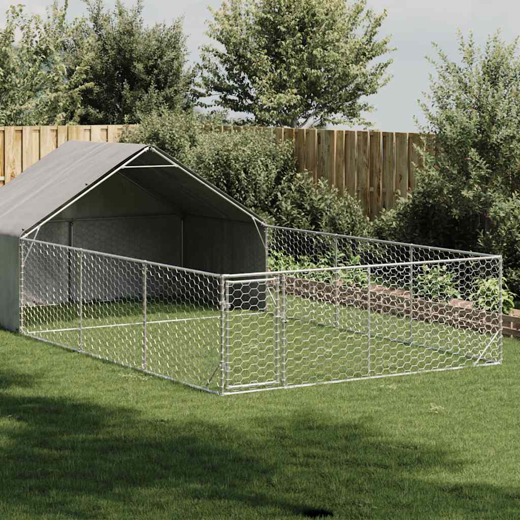 vidaXL Outdoor Dog Kennel with Run 7x3x1,9 m Galvanised Steel 1
