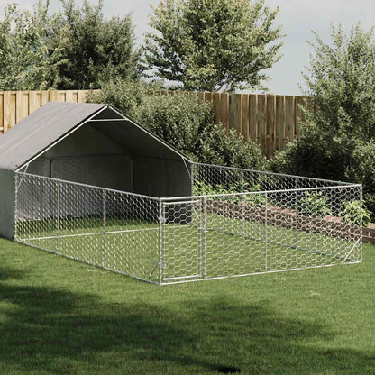 vidaXL Outdoor Dog Kennel with Run 7x3x1,9 m Galvanised Steel 1
