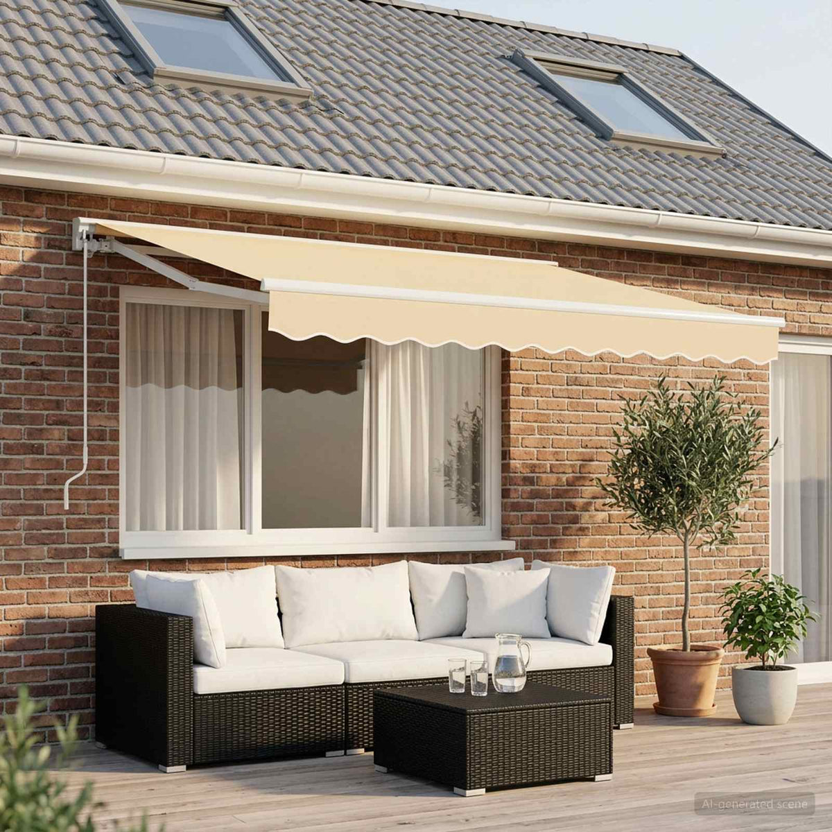Awning Canopy Replacement for 3.5x2 m Polyester Cream