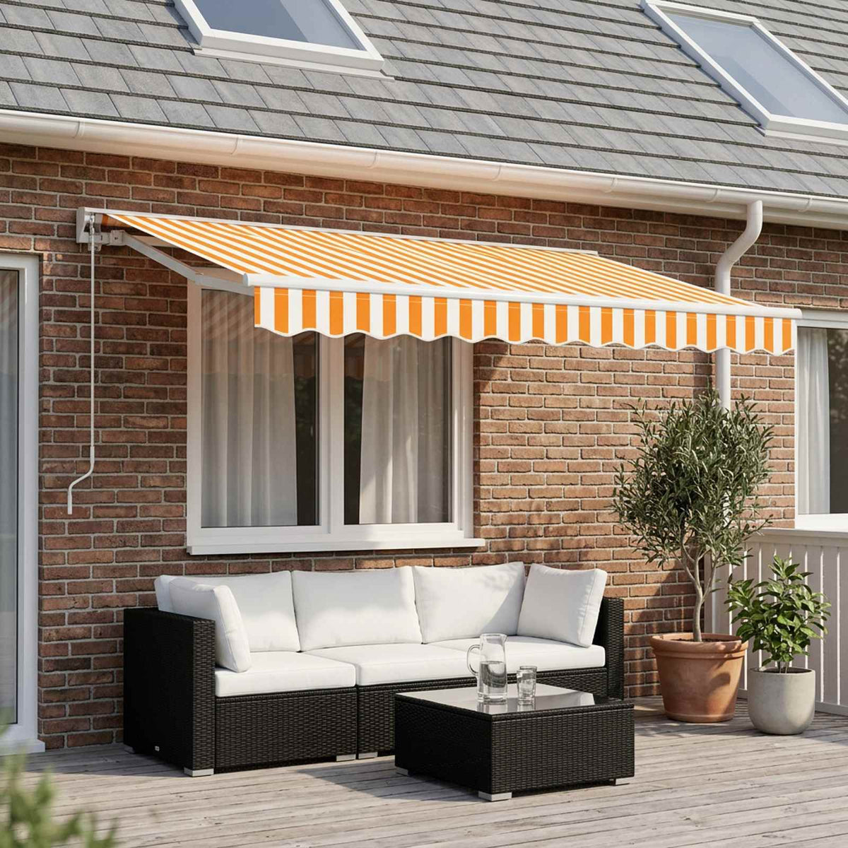 Awning Canopy Replacement for 3.5x2 m Polyester Yellow and white