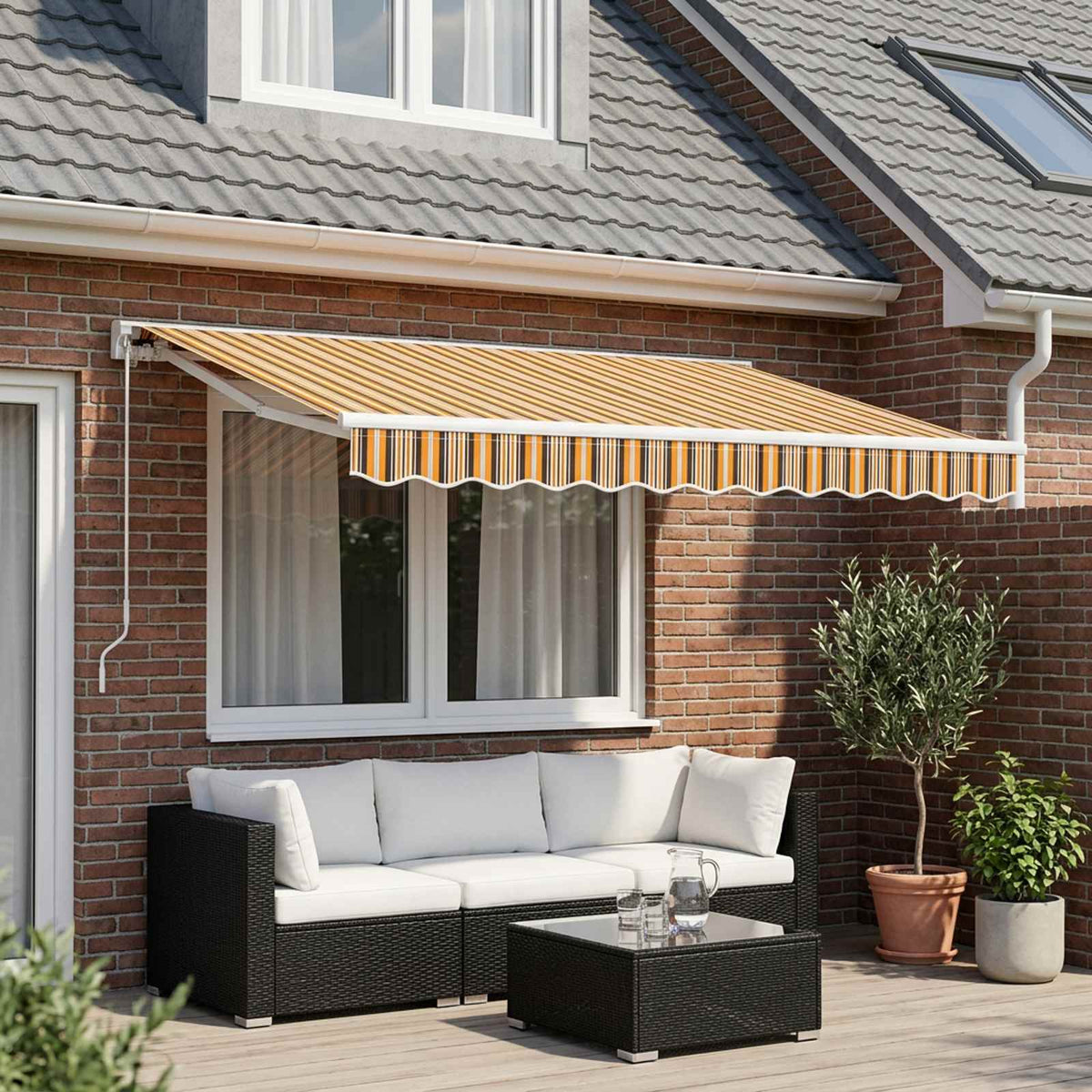 Awning Canopy Replacement for 2.5x2 m Polyester Orange and black